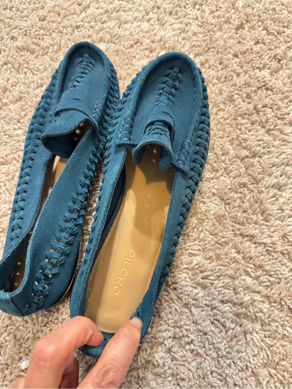 Pilcro Anthropologie Woven Blue Suede Slip On Loafers Size 7.5 - Picture 4 of 7